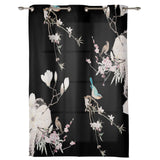 Bird painting in Chinese style Black Blackout Window Curtains - LeobonZone