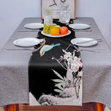 Bird painting in Chinese style Black Rectangle Tablecloth - LeobonZone
