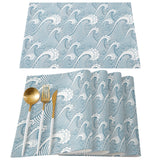 Japanese Water Wave Personalized Table Placemats - LeobonZone