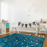 Bronze Beautiful Blue Stars Right Angle Felt Rugs - LeobonZone