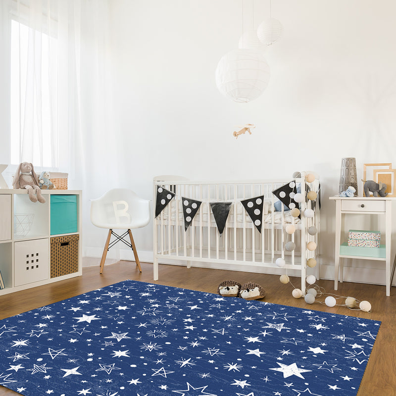 Beautiful Blue Stars Right Angle Felt Rugs - LeobonZone