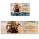 Oil Painting Pirate Ship Right Angle Felt Doormat Two piece set - LeobonZone