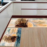 Oil Painting Pirate Ship Right Angle Felt Doormat Two piece set