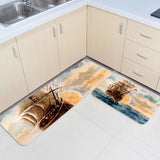 Oil Painting Pirate Ship Circular Angle Felt Carpets Two piece set - LeobonZone