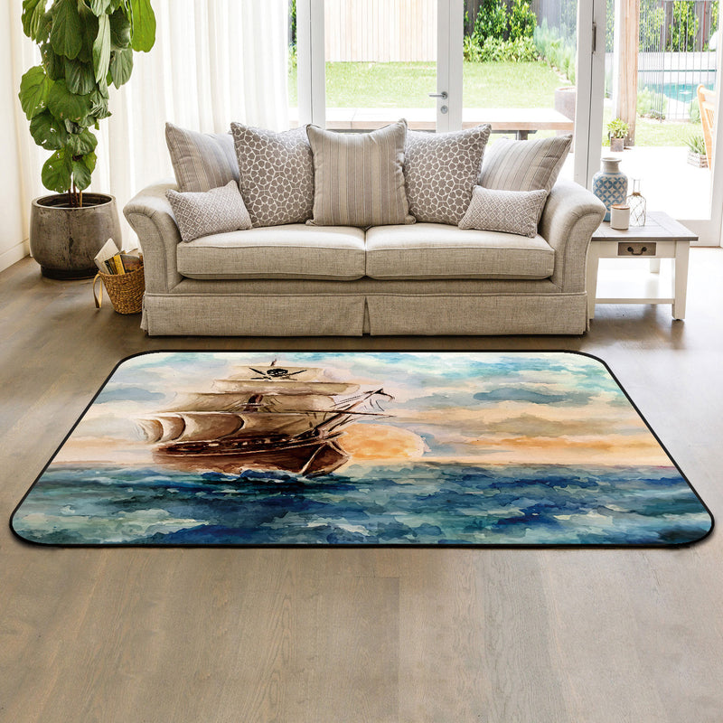 Oil Painting Pirate Ship Sponge Rillet Rubber Rugs - LeobonZone