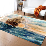 Oil Painting Pirate Ship Right Angle Felt Rugs