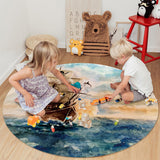 Oil Painting Pirate Ship Circular Felt Rugs - LeobonZone