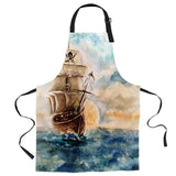 Oil Painting Pirate Ship Personalized Canvas Apron - LeobonZone