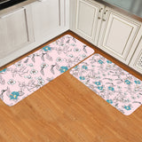 Pink Retro Flannel Circular Angle Felt Carpets Two piece set