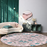 Pink Retro Flannel Circular Felt Rugs - LeobonZone