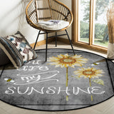 Marble Texture Sunflower Combination Circular Felt Rugs - LeobonZone