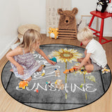 Marble Texture Sunflower Combination Circular Felt Rugs - LeobonZone