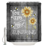 Marble Texture Sunflower Combination Waterproof Durable Shower Curtain - LeobonZone