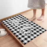 Hello black and white gray plaid background Non-Slip Waterproof  Doormat - LeobonZone