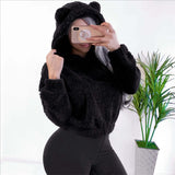 Hoodie women Leisure hoodie Short wool Pullovers tops - LeobonZone