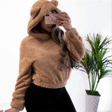 Hoodie women Leisure hoodie Short wool Pullovers tops - LeobonZone