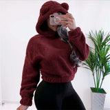 Hoodie women Leisure hoodie Short wool Pullovers tops - LeobonZone