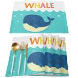 Cartoon blue whale Personalized Table Placemats - LeobonZone