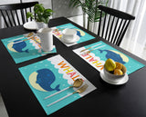 Cartoon blue whale Personalized Table Placemats - LeobonZone