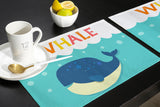 Cartoon blue whale Personalized Table Placemats - LeobonZone