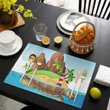 Cartoon tortoise island Personalized Table Placemats - LeobonZone