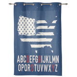 Independence Day American alphabet map flag window curtains - LeobonZone