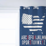 Independence Day American alphabet map flag window curtains - LeobonZone