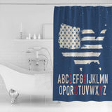 Independence Day American alphabet map flag Shower Curtain - LeobonZone