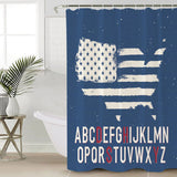 Independence Day American alphabet map flag Shower Curtain - LeobonZone