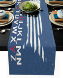 Independence Day American alphabet map flag Table Runner Place Mats - LeobonZone