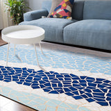 Indigo Blue Triangle mosaic marble Sponge Rillet Rubber Rugs - LeobonZone