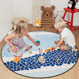 Indigo Blue Triangle mosaic marble  Circular Sponge Rugs