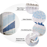 Indigo Blue Triangle mosaic marble Waterproof Durable Shower Curtain - LeobonZone