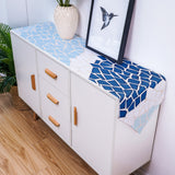 Indigo Blue Triangle mosaic marble Table Runner Place Mats Sharp Angle - LeobonZone