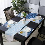 Indigo Blue Triangle mosaic marble Table Flag And Table Mat Suit Sharp angle