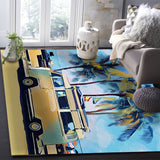 Summer seaside bus Right Angle Felt Rugs - LeobonZone