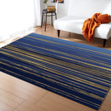 Blue Marbling yellow lines Right Angle Felt Rugs - LeobonZone
