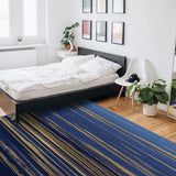 Blue Marbling yellow lines Right Angle Felt Rugs