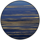 Blue Marbling yellow lines Circular Felt Rugs - LeobonZone