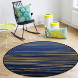 Blue Marbling yellow lines Circular Felt Rugs - LeobonZone