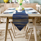 Blue Marbling yellow lines Table Runner Place Mats Sharp Angle - LeobonZone