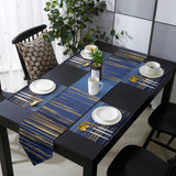 Blue Marbling yellow lines Table Flag And Table Mat Suit Sharp angle