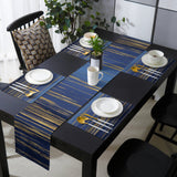 Blue Marbling yellow lines Table Flag And Table Mat Suit