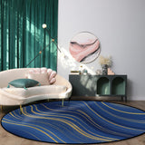 Marbling Abstract blue background Circular Felt Rugs - LeobonZone