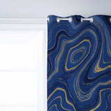 Round marbling Abstract blue background window curtains - LeobonZone