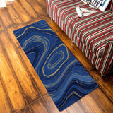 Round marbling Abstract blue background Leather Doormat - LeobonZone