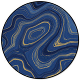 Round marbling Abstract blue background Circular Felt Rugs - LeobonZone
