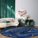 Round marbling Abstract blue background Circular Felt Rugs - LeobonZone