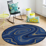 Round marbling Abstract blue background Circular Felt Rugs - LeobonZone