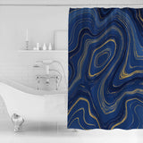 Round marbling Abstract blue background Waterproof Durable Shower Curtain - LeobonZone